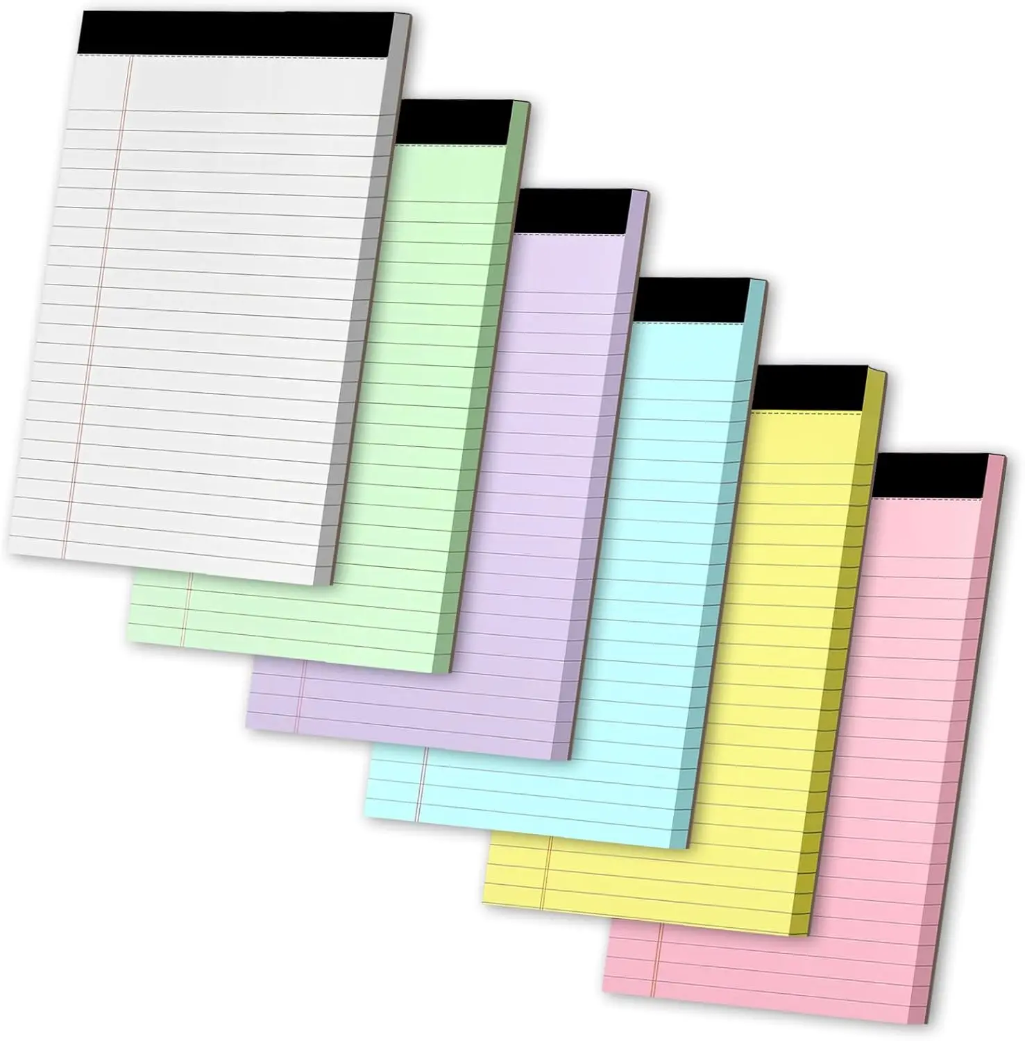Colored Legal Pads 5x8, 6 Pack, College Ruled, 30 Sheets Each, for School Office
Colored Legal Pads 5x8, 6 Pack, College Ruled, 30 Sheets Each, for School Office