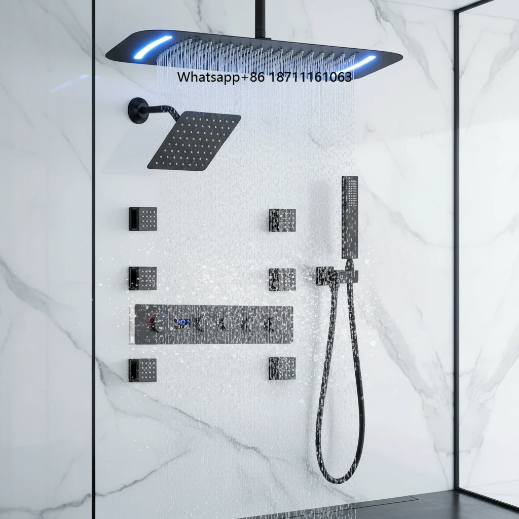 Single-Handle Concealed Hotel Bathroom Shower Set Digital Display Thermostatic Faucets Ceramic Valve Brushed Brass Shower Head
Single-Handle Concealed Hotel Bathroom Shower Set Digital Display Thermostatic Faucets Ceramic Valve Brushed Brass Shower Head