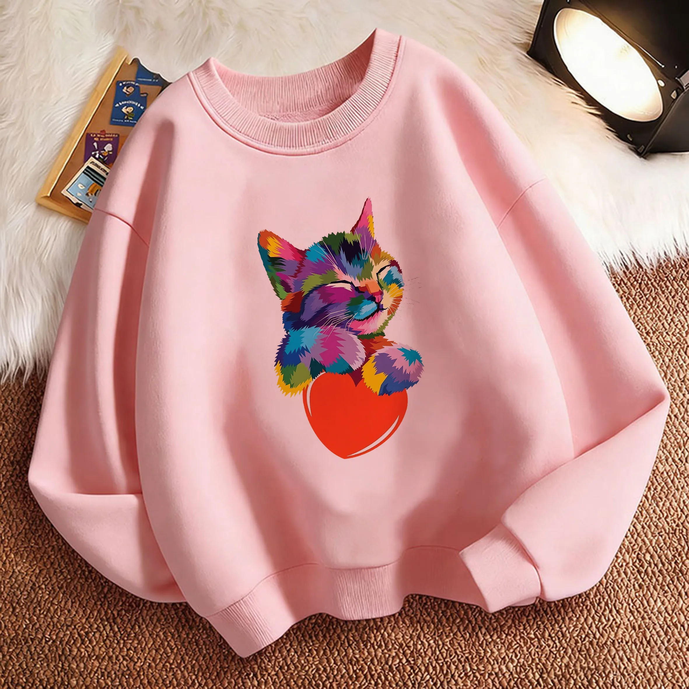 Colorful Cat with Love Heart Design Children's Sweatshirt Pullover Spring Crew Neck Graphic Print Hoodie Boy/Girl Kids Hoody
Colorful Cat with Love Heart Design Children's Sweatshirt Pullover Spring Crew Neck Graphic Print Hoodie Boy/Girl Kids Hoody