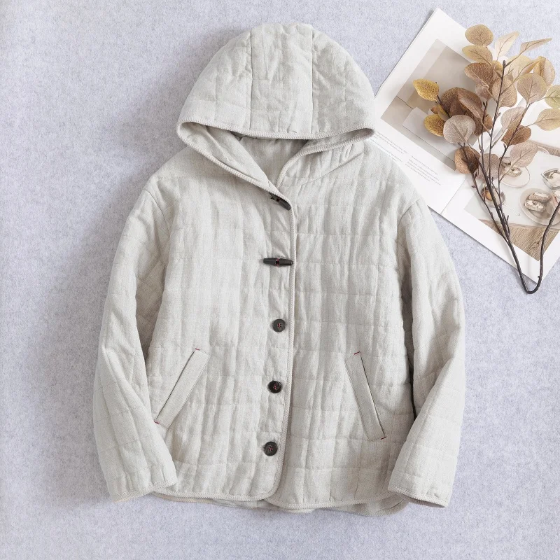 Осенне-зимнее пальто большого размера из хлопка и льна, стеганое пальто на пуговицах в стиле ретро, однотонное пальто, удобная повседневная верхняя одежда свободного покроя
Осенне-зимнее пальто большого размера из хлопка и льна, стеганое пальто на пуговицах в стиле ретро, однотонное пальто, удобная повседневная верхняя одежда свободного покроя