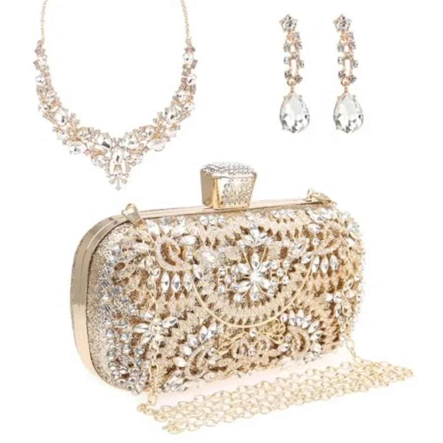 DA BODAN Womens Sparkly Rhinestone Crystal Clutch Bag Glitter Sequin Bridal Purse Evening Handbag for Wedding Party Prom
DA BODAN Womens Sparkly Rhinestone Crystal Clutch Bag Glitter Sequin Bridal Purse Evening Handbag for Wedding Party Prom