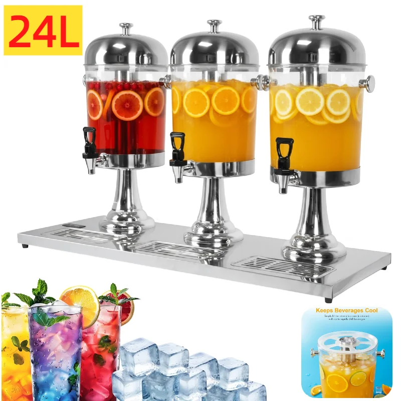 Stainless Steel Beverage Container with Ice Core 24L Large Capacity Buffet Beverage Dispenser 3-Head for Home Parties Restaurant
Stainless Steel Beverage Container with Ice Core 24L Large Capacity Buffet Beverage Dispenser 3-Head for Home Parties Restaurant
