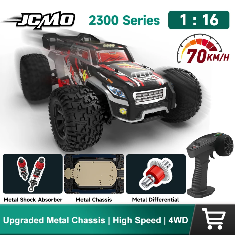 JCMO масштаб 1:16, 2300 MAX гоночный высокоскоростной автомобиль 70 км/ч, 4WD, бесщеточный двигатель, металлические аксессуары, высококачественный дистанционный автомобиль для детей
JCMO масштаб 1:16, 2300 MAX гоночный высокоскоростной автомобиль 70 км/ч, 4WD, бесщеточный двигатель, металлические аксессуары, высококачественный дистанционный автомобиль для детей