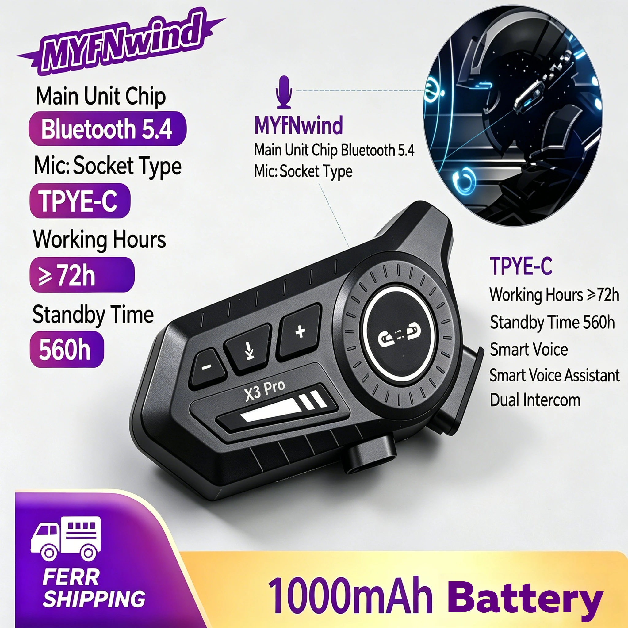 X3/X3 PRO Motorcycle Helmet Headset Bluetooth 1000Mah Waterproof Noise Reduction Hands-free Wireless Motorcycle Earphone
X3/X3 PRO Motorcycle Helmet Headset Bluetooth 1000Mah Waterproof Noise Reduction Hands-free Wireless Motorcycle Earphone