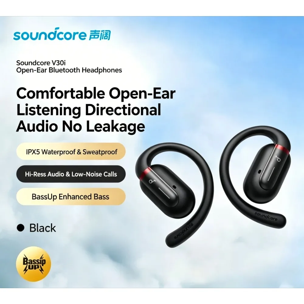 Soundcore By Anker V30i A3873 Open-Ear Earbuds Bluetooth 5.3 IPX5 Waterproof 36H Playtime Wireless Sports Headphones
Soundcore By Anker V30i A3873 Open-Ear Earbuds Bluetooth 5.3 IPX5 Waterproof 36H Playtime Wireless Sports Headphones