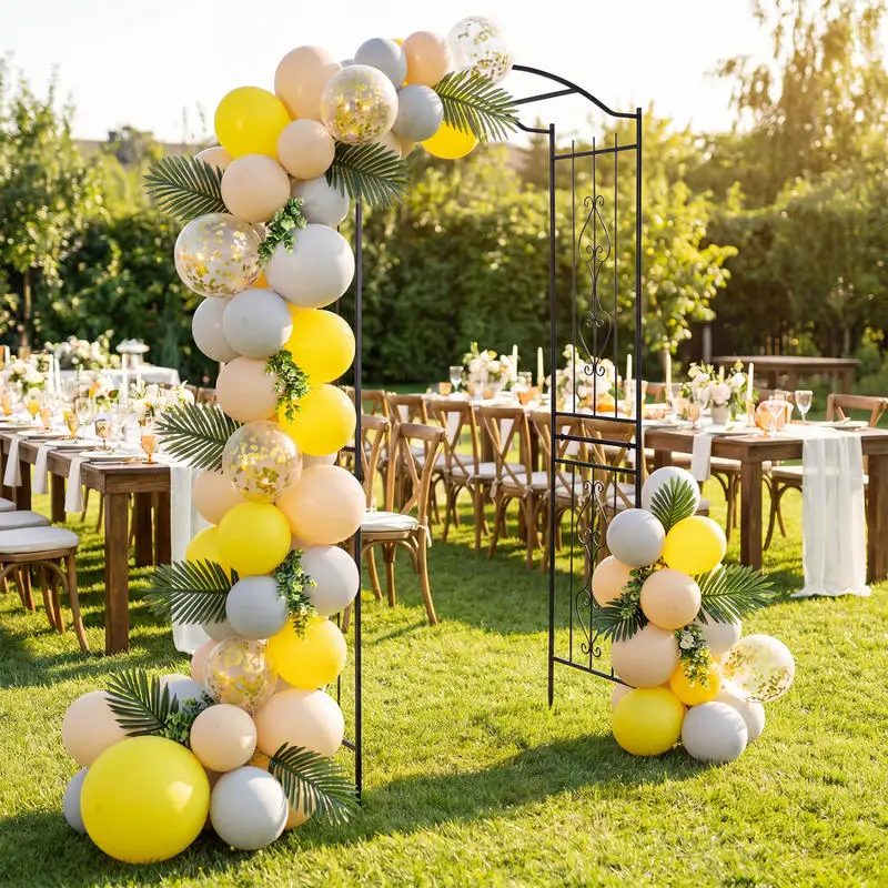 7.5 Feet Garden Arbor Heavy-Duty Metal Arch Trellis with Curved Roof (Balloons Not Included)
7.5 Feet Garden Arbor Heavy-Duty Metal Arch Trellis with Curved Roof (Balloons Not Included)
