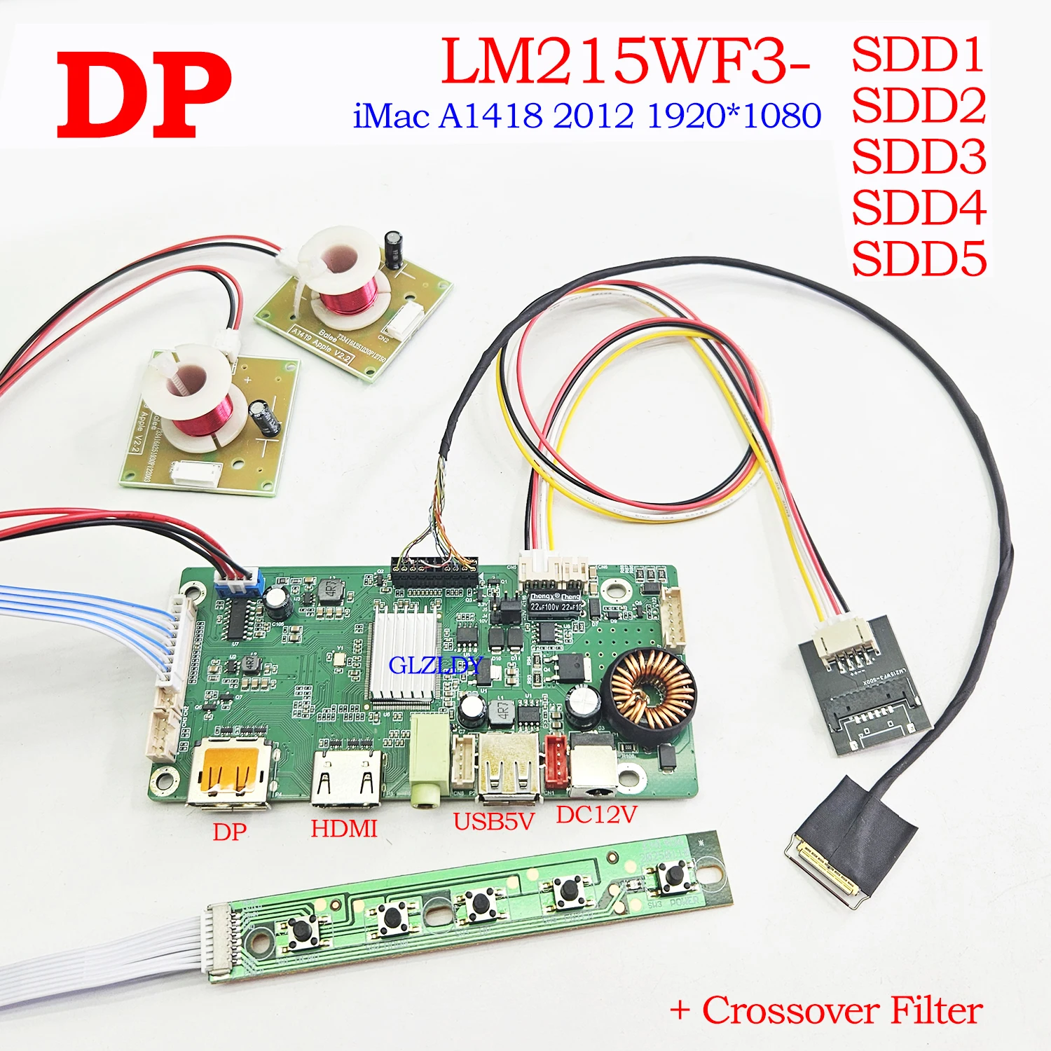 Комплект контроллера драйвера дисплея 21.5" 1920X1080 для iMac A1418 LM215WF3(SD)(D1) SDD2 SDD3 SDD4 SDD5 DP + кроссоверный фильтр
Комплект контроллера драйвера дисплея 21.5" 1920X1080 для iMac A1418 LM215WF3(SD)(D1) SDD2 SDD3 SDD4 SDD5 DP + кроссоверный фильтр