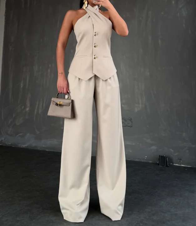 Fashion Sleeveless Vest Top & High Waist Casual Pants Set for Summer Women Wear New Fresh and Sweet Trousers Outfits
Fashion Sleeveless Vest Top & High Waist Casual Pants Set for Summer Women Wear New Fresh and Sweet Trousers Outfits