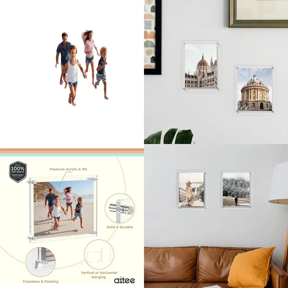 Set of 4 Modern Clear Acrylic Wall Frames, 8x10 Square Cube Hanging Picture Frames for Home or Office Display
Set of 4 Modern Clear Acrylic Wall Frames, 8x10 Square Cube Hanging Picture Frames for Home or Office Display