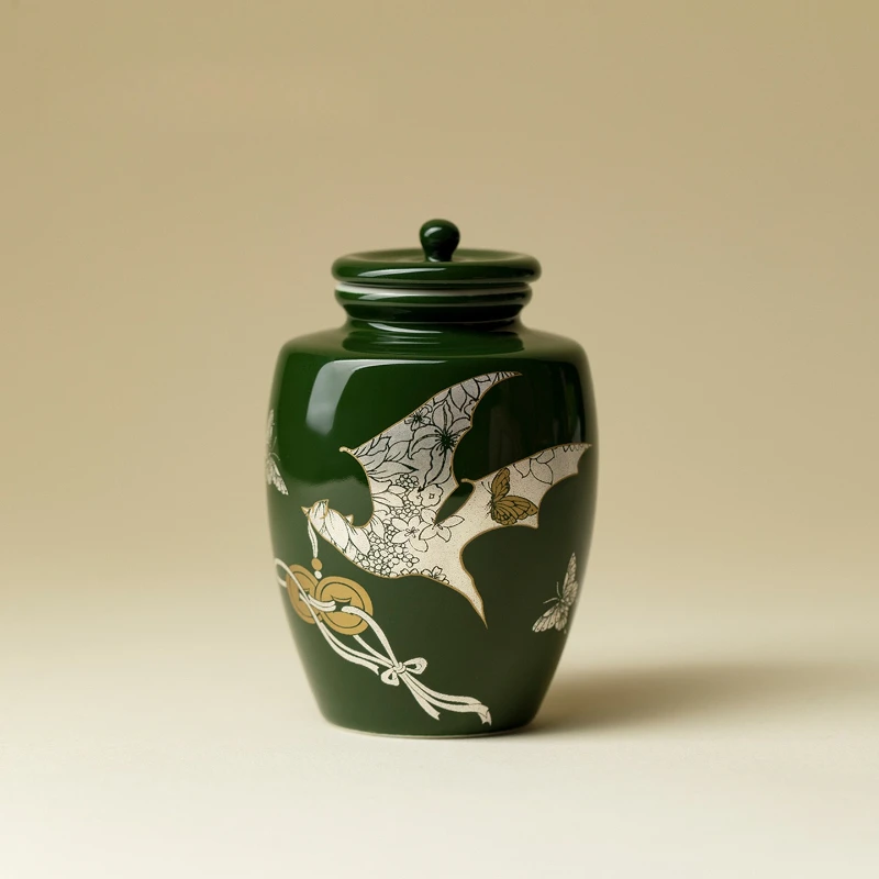 LTT dark green silver bat butterfly mini small tea can new Chinese Guochao ceramic storage tank
LTT dark green silver bat butterfly mini small tea can new Chinese Guochao ceramic storage tank