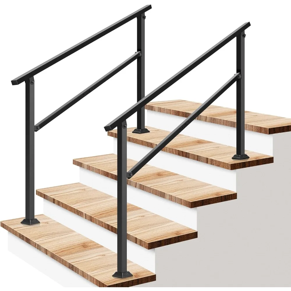 2-Pack Outdoor Handrail, 4 Step Stair Handrail, 54" x 36" Fits 1 to 4 Steps, Wrought Mattle Iron Handrail for Concrete Steps
2-Pack Outdoor Handrail, 4 Step Stair Handrail, 54" x 36" Fits 1 to 4 Steps, Wrought Mattle Iron Handrail for Concrete Steps