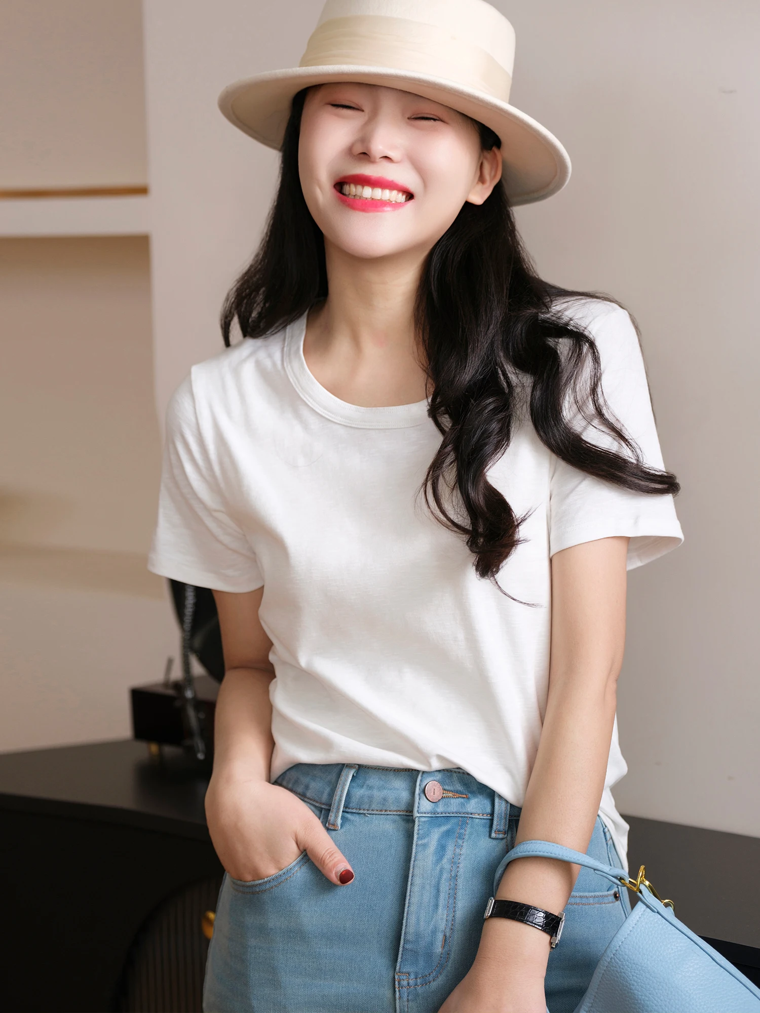 XiaoErProductions round Neck V-Neck 8 Colors! Custom Bamboo Texture Thick Knitted Cotton Color Versatile Short Sleeve T...
XiaoErProductions round Neck V-Neck 8 Colors! Custom Bamboo Texture Thick Knitted Cotton Color Versatile Short Sleeve T...