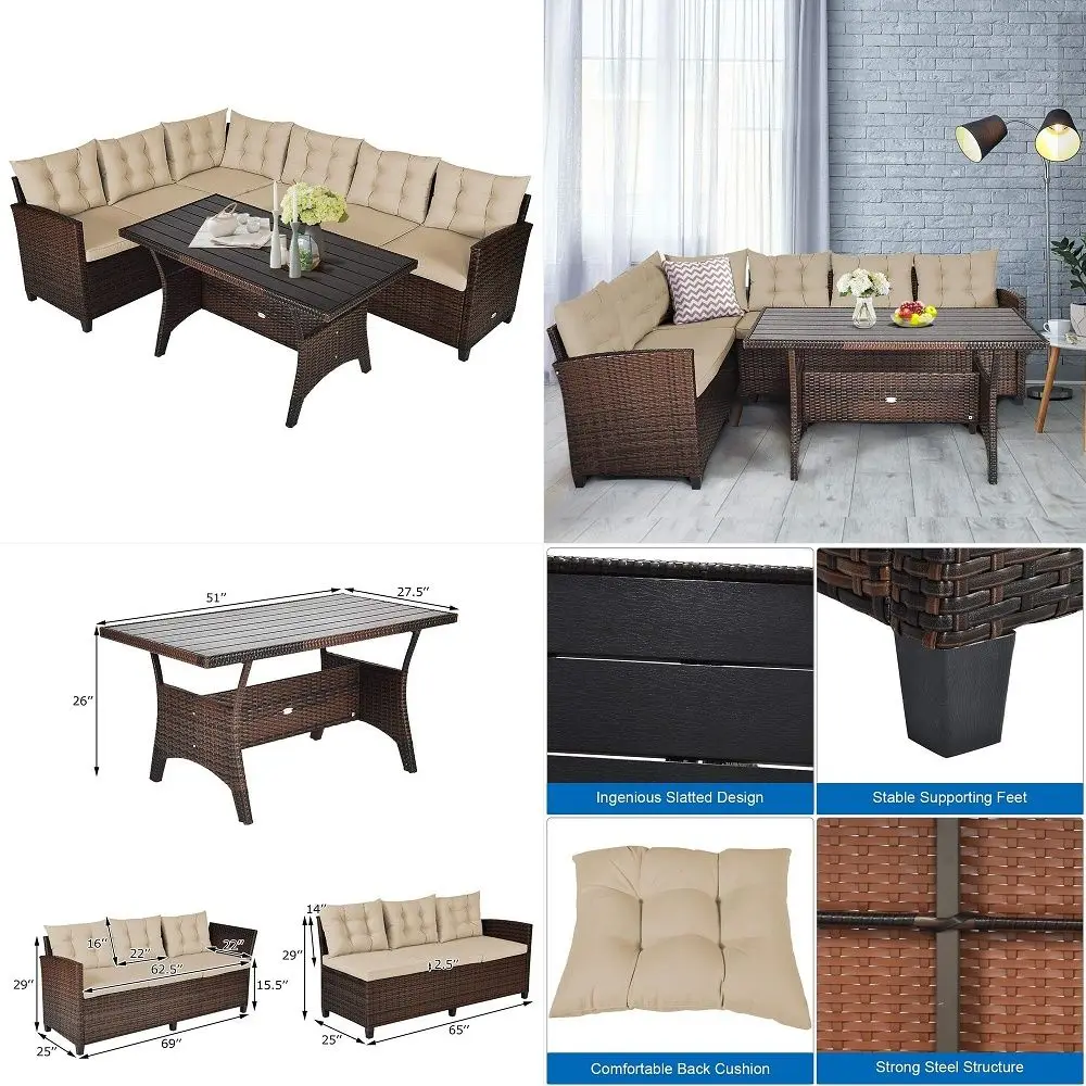 Patio Furniture Set, 3 Pieces Outdoor Conversation Set with 6 Cushioned Seat amp Coffee Table, Rattan Couch Set for Balcony, Ga
Patio Furniture Set, 3 Pieces Outdoor Conversation Set with 6 Cushioned Seat amp Coffee Table, Rattan Couch Set for Balcony, Ga