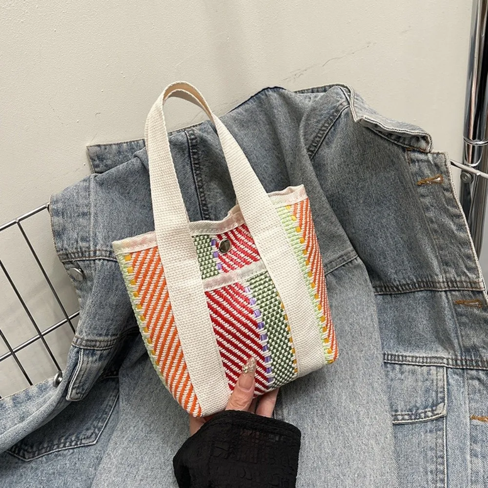 Fashionable Contrast Color Stripe Weave Bag Stripe Pattern Soft Polyester Small Cloth Bag Tote Bag Travel
Fashionable Contrast Color Stripe Weave Bag Stripe Pattern Soft Polyester Small Cloth Bag Tote Bag Travel