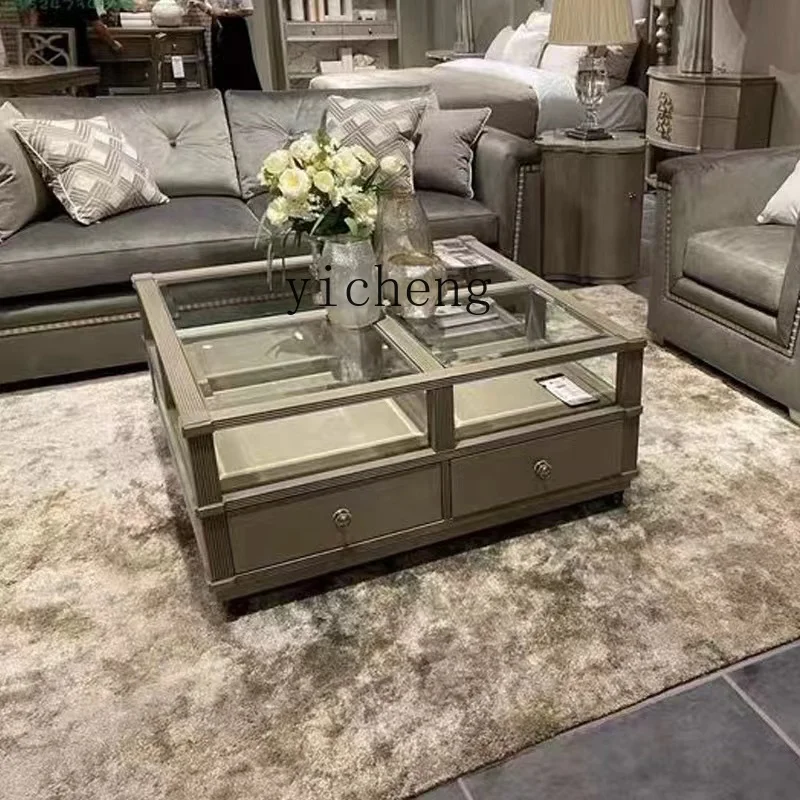 TQH light luxury solid wood coffee table simple modern square small apartment tea table tempered glass table
TQH light luxury solid wood coffee table simple modern square small apartment tea table tempered glass table