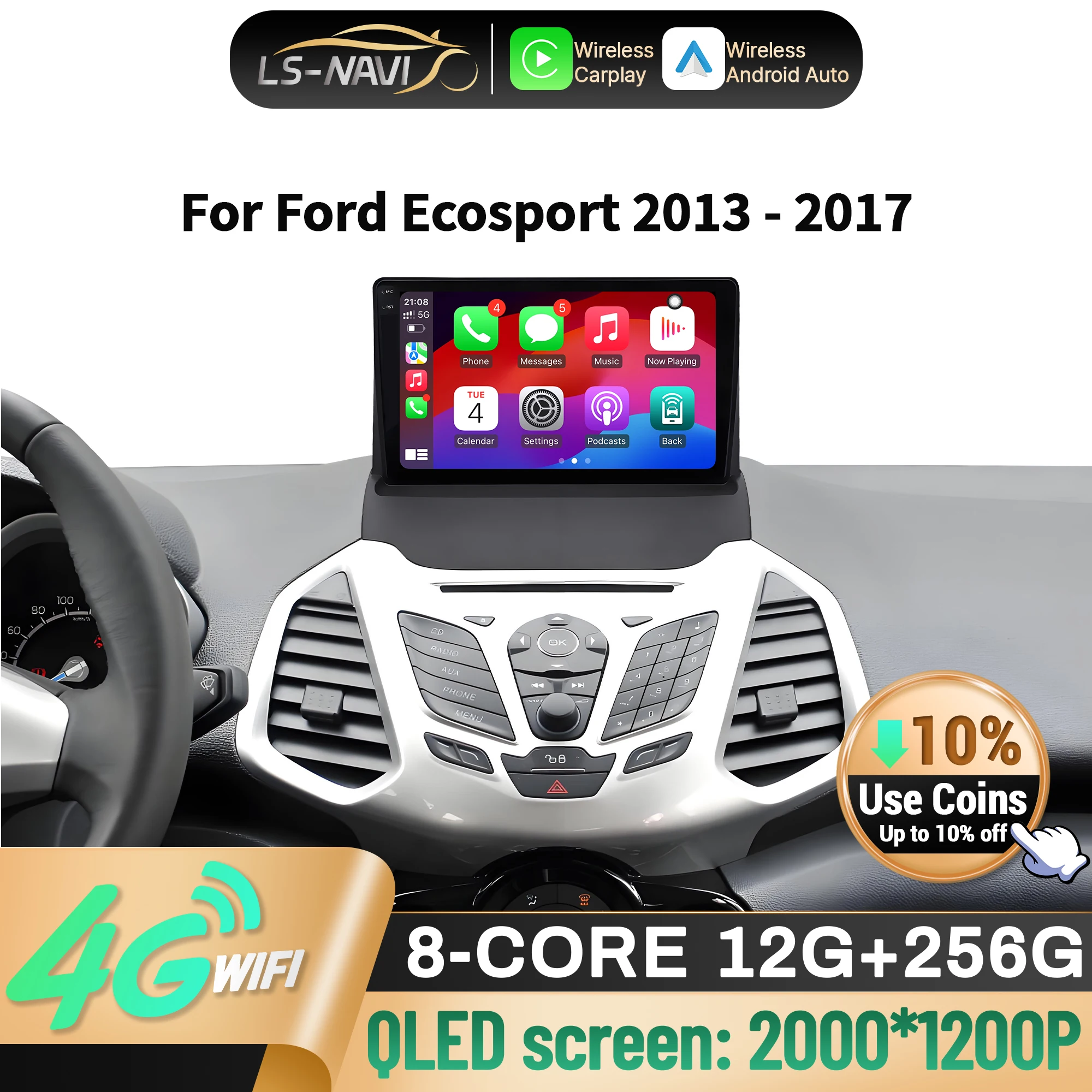 Android 14 GPS For Ford Ecosport 2013-2017 Car Radio Multimedia Navigation Wireless CarPlay 2K QLED Screen
Android 14 GPS For Ford Ecosport 2013-2017 Car Radio Multimedia Navigation Wireless CarPlay 2K QLED Screen