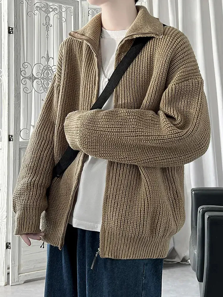 Brown Heavyweight Men's Open Cardigan Sweater Lazy Sle Vintage Cleanfit Thi Knit f High Collar Zipper Jaet
Brown Heavyweight Men's Open Cardigan Sweater Lazy Sle Vintage Cleanfit Thi Knit f High Collar Zipper Jaet