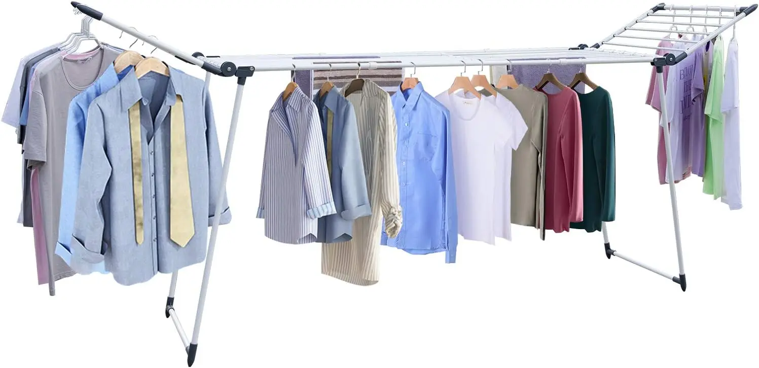 Clothes Drying Rack, Gullwing Laundry Rack Adjustable And Foldable For Easy Storage Indoor And Outdoor, White & Gray
Clothes Drying Rack, Gullwing Laundry Rack Adjustable And Foldable For Easy Storage Indoor And Outdoor, White & Gray