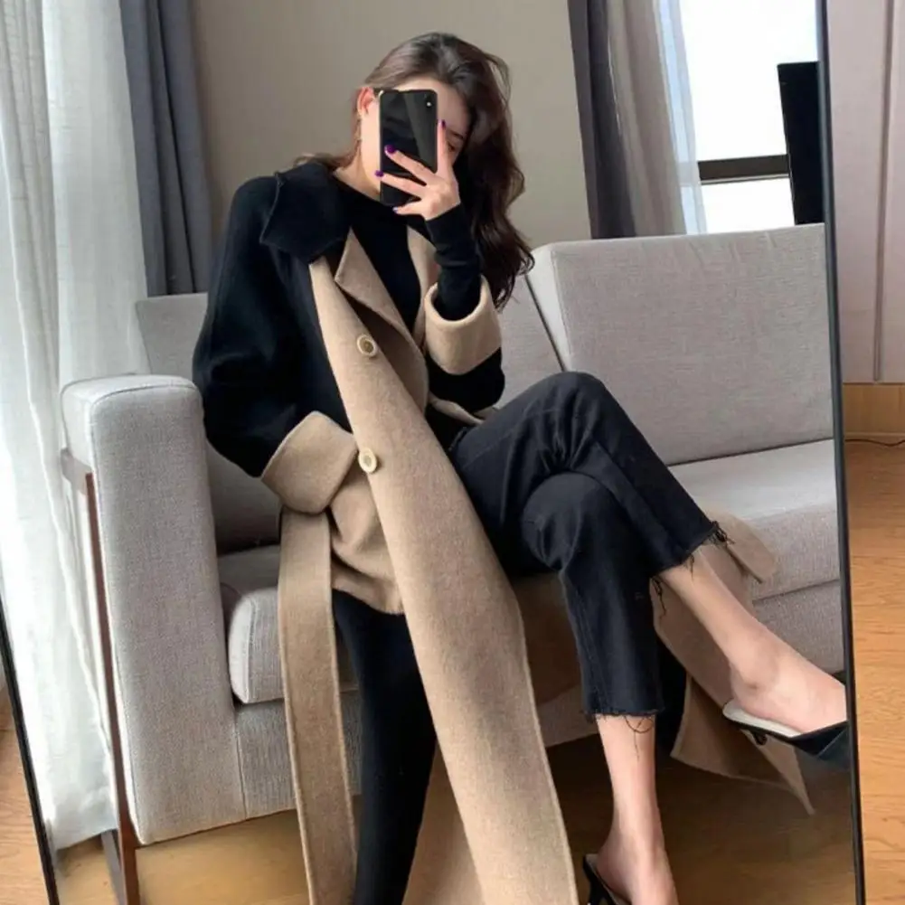 Casual Color-block Jacket Stylish Women's Double-breasted Winter Coat with Belt Pockets Chic Contrast for Commuting for Spring
Casual Color-block Jacket Stylish Women's Double-breasted Winter Coat with Belt Pockets Chic Contrast for Commuting for Spring