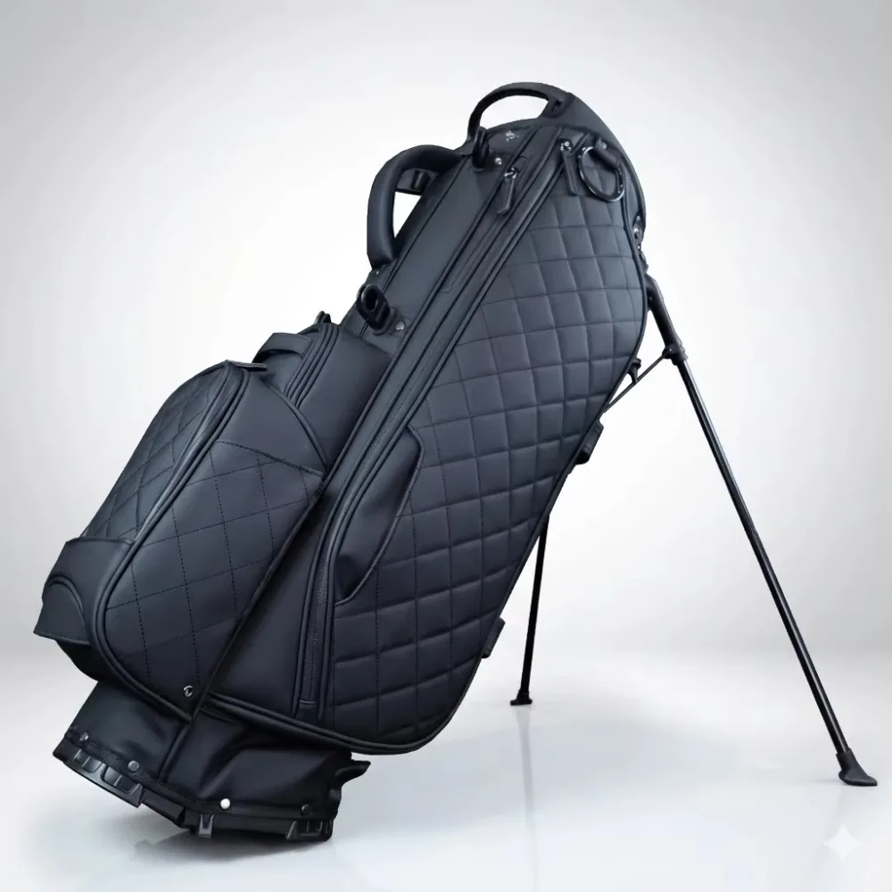 Luxury waterproof leather golf bag with velvet-lined valuables pockets for outdoor sports
Luxury waterproof leather golf bag with velvet-lined valuables pockets for outdoor sports