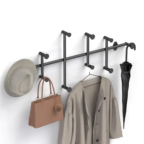 Black Wall-Mounted Metal Coat Rack, 31 Inch With 10 Robust Hooks For Hallway, Entryway, Bedroom, Cloakroom
Black Wall-Mounted Metal Coat Rack, 31 Inch With 10 Robust Hooks For Hallway, Entryway, Bedroom, Cloakroom