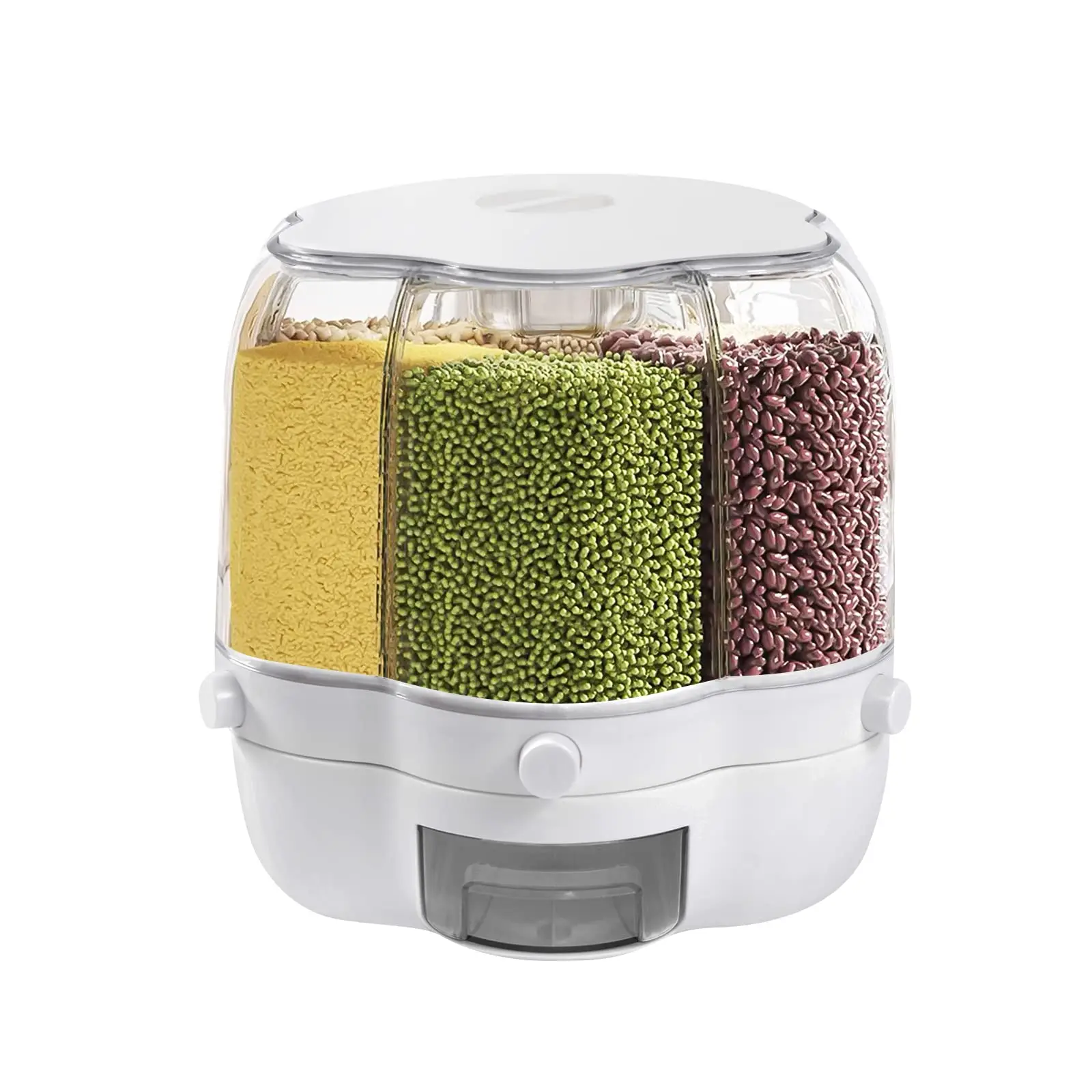 Grain Storage Container Dispenser, 6 Grids Rice Dispenser Rotating, 360 ° Rotating Food Dispenser One-Click Output Rice Storage R
Grain Storage Container Dispenser, 6 Grids Rice Dispenser Rotating, 360 ° Rotating Food Dispenser One-Click Output Rice Storage R