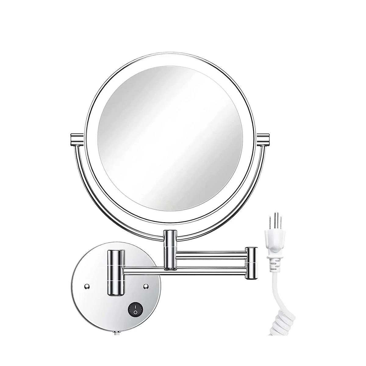 8.5 Inch LED Wall Mounted Makeup Mirror Round Double Sided 1X/10X Magnifying with Light Button 360 Swivel-Chrome US Plug
8.5 Inch LED Wall Mounted Makeup Mirror Round Double Sided 1X/10X Magnifying with Light Button 360 Swivel-Chrome US Plug
