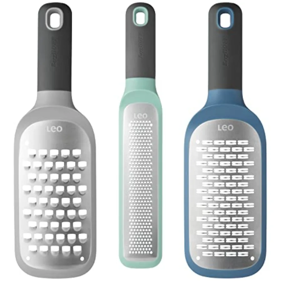 LEO 3Pc 18/10 Sharp Stainless Steel Blade Zester Rasp Grater PP Fitted Protective Sleeve Soft-Grip Handle Non-slip Base Integra
LEO 3Pc 18/10 Sharp Stainless Steel Blade Zester Rasp Grater PP Fitted Protective Sleeve Soft-Grip Handle Non-slip Base Integra