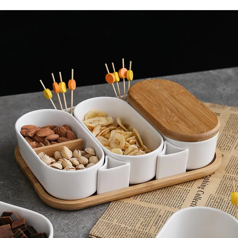 Ceramic Fruit Plate Compartment Snack Candy Dried Nut Storage Tray Home Platter Dim Sum Boxes
Ceramic Fruit Plate Compartment Snack Candy Dried Nut Storage Tray Home Platter Dim Sum Boxes