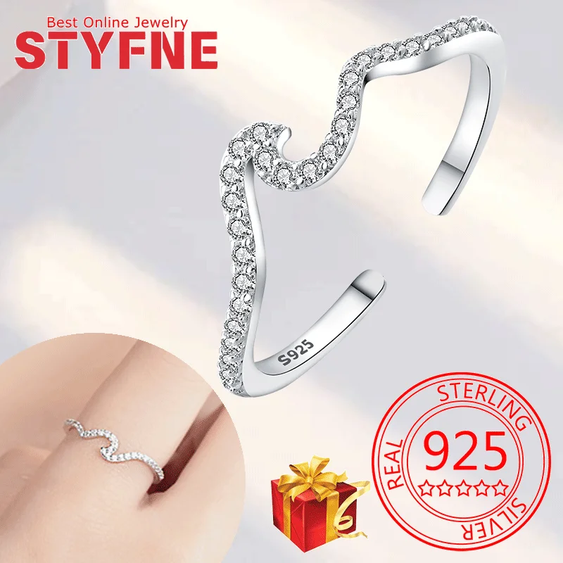 Real 925 Sterling Silver Summer Waves CZ Finger Rings Adjustable Ring For Women Wedding Jewelry Gifts with GIFT BOX
Real 925 Sterling Silver Summer Waves CZ Finger Rings Adjustable Ring For Women Wedding Jewelry Gifts with GIFT BOX