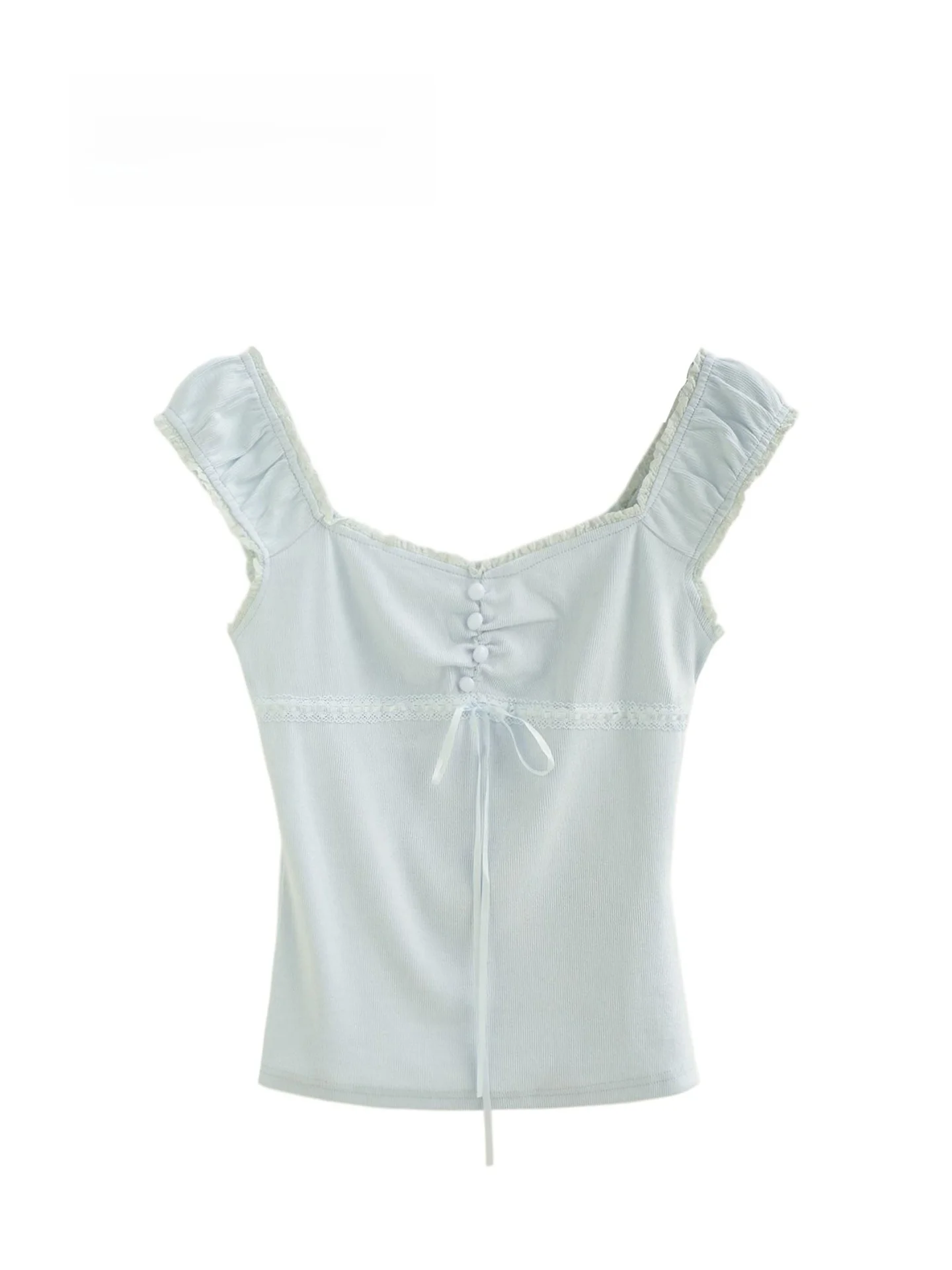 Summer New Style Pure Desire Sweet Spicy Short Lace Trim Rope Tie Square Collar Vest Sleeveless Top Women's Fashion T-shirt
Summer New Style Pure Desire Sweet Spicy Short Lace Trim Rope Tie Square Collar Vest Sleeveless Top Women's Fashion T-shirt