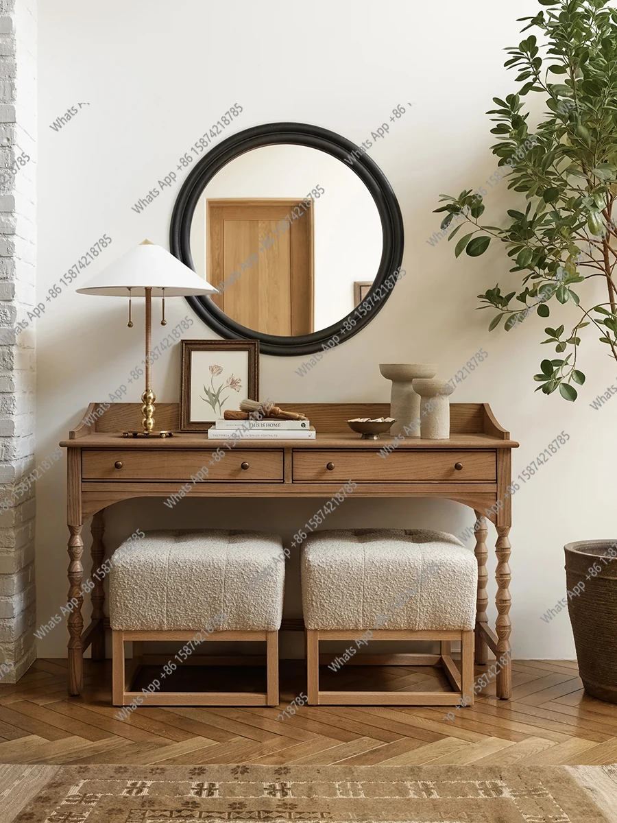 American vintage solid wood desk dresser study table study desk study desk home log style makeup table can be customized
American vintage solid wood desk dresser study table study desk study desk home log style makeup table can be customized