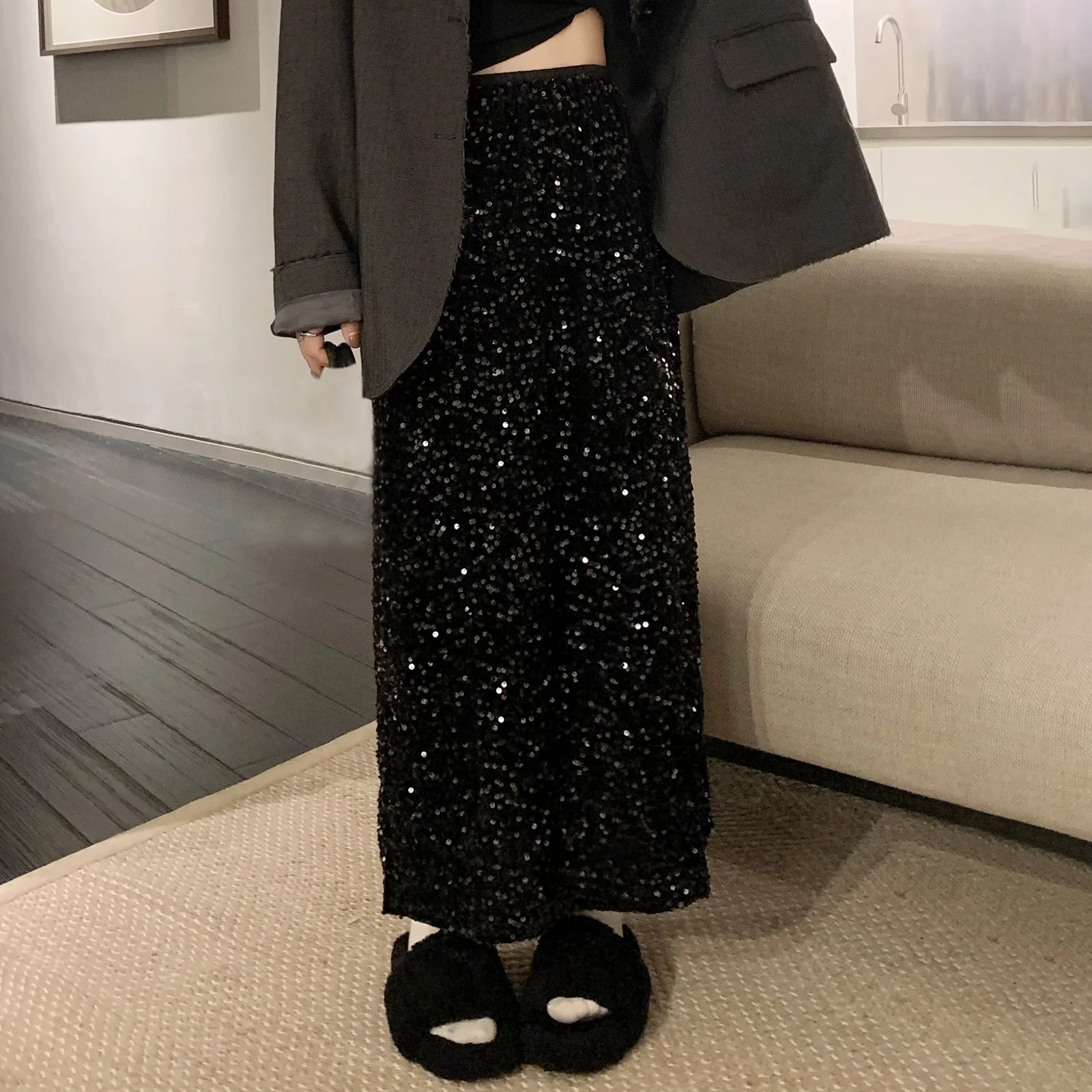 Sequins Midi Skirt Women's Clothing Layers Tulle Skirts Womens Black Thin Adult Tulle Skirts Elastic High Waist Pleated Straight
Sequins Midi Skirt Women's Clothing Layers Tulle Skirts Womens Black Thin Adult Tulle Skirts Elastic High Waist Pleated Straight