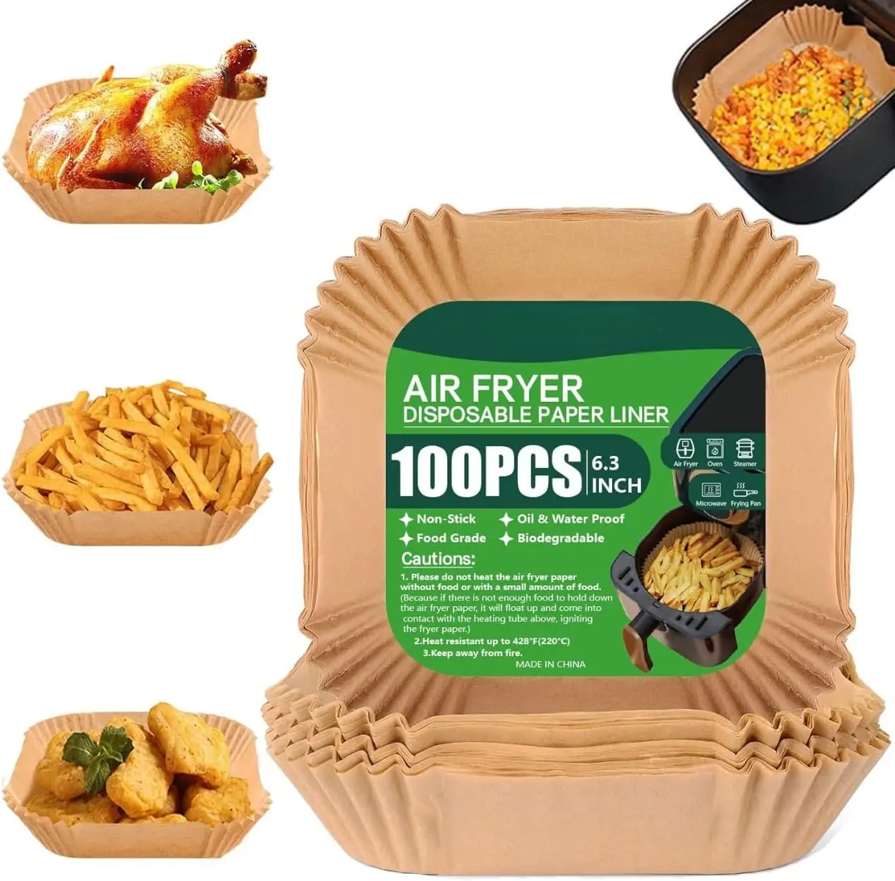 Air Fryer Disposable Standard Paper Liners: 100Pcs Oil Proof Parchment Sheets, Airfryer Paper Basket Bowl Liner for Baking Co
Air Fryer Disposable Standard Paper Liners: 100Pcs Oil Proof Parchment Sheets, Airfryer Paper Basket Bowl Liner for Baking Co