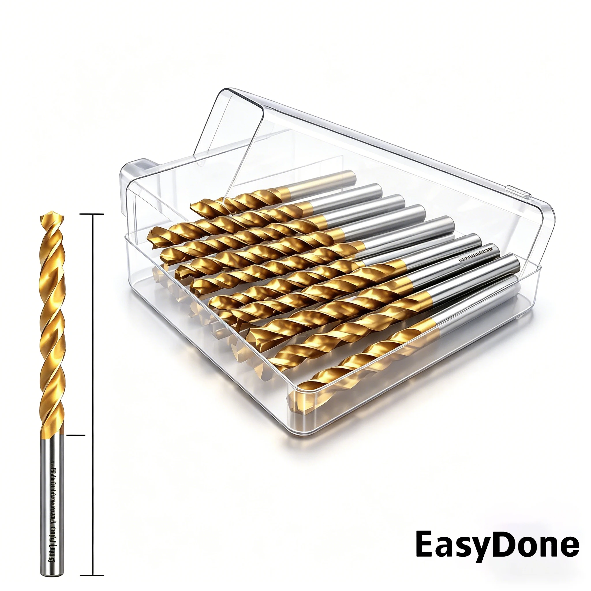 Titanium Coated HSS Drill Bit Set, Hex Shank Straight Spiral Twist Bits for Drilling Metal Wood Plastic
Titanium Coated HSS Drill Bit Set, Hex Shank Straight Spiral Twist Bits for Drilling Metal Wood Plastic