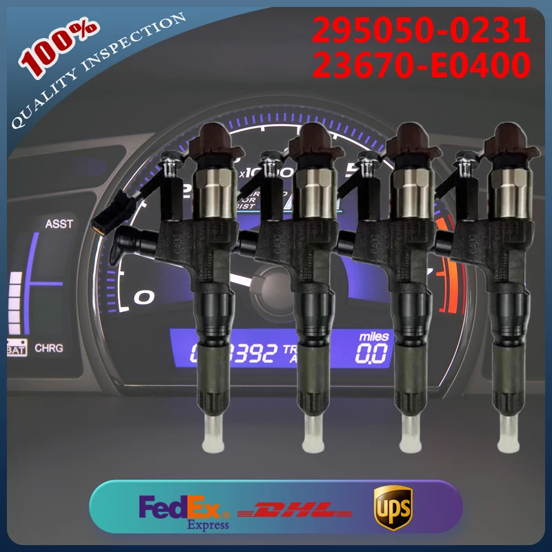 4PCS Diesel Fuel Injector 23670-E0400 295050-0231 for Hino Engine J08E Truck 500 Series Kobelco Excavator
4PCS Diesel Fuel Injector 23670-E0400 295050-0231 for Hino Engine J08E Truck 500 Series Kobelco Excavator