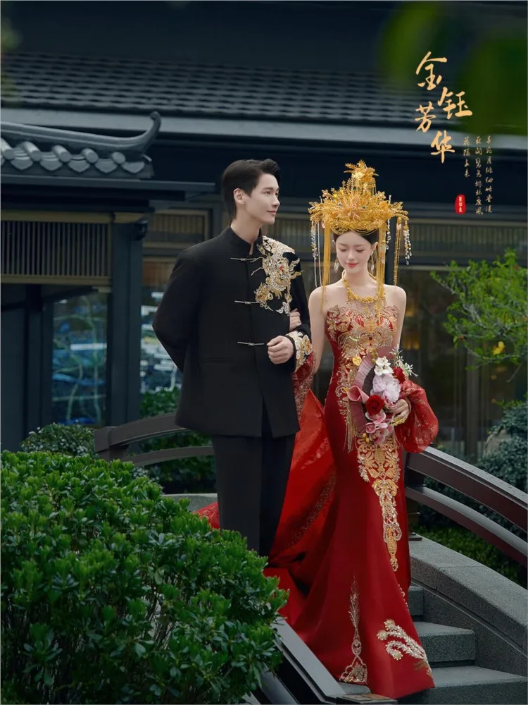 Theme wedding dress red new Chinese-style dragon and phoenix gown engagement bride's travel photography clothing
Theme wedding dress red new Chinese-style dragon and phoenix gown engagement bride's travel photography clothing