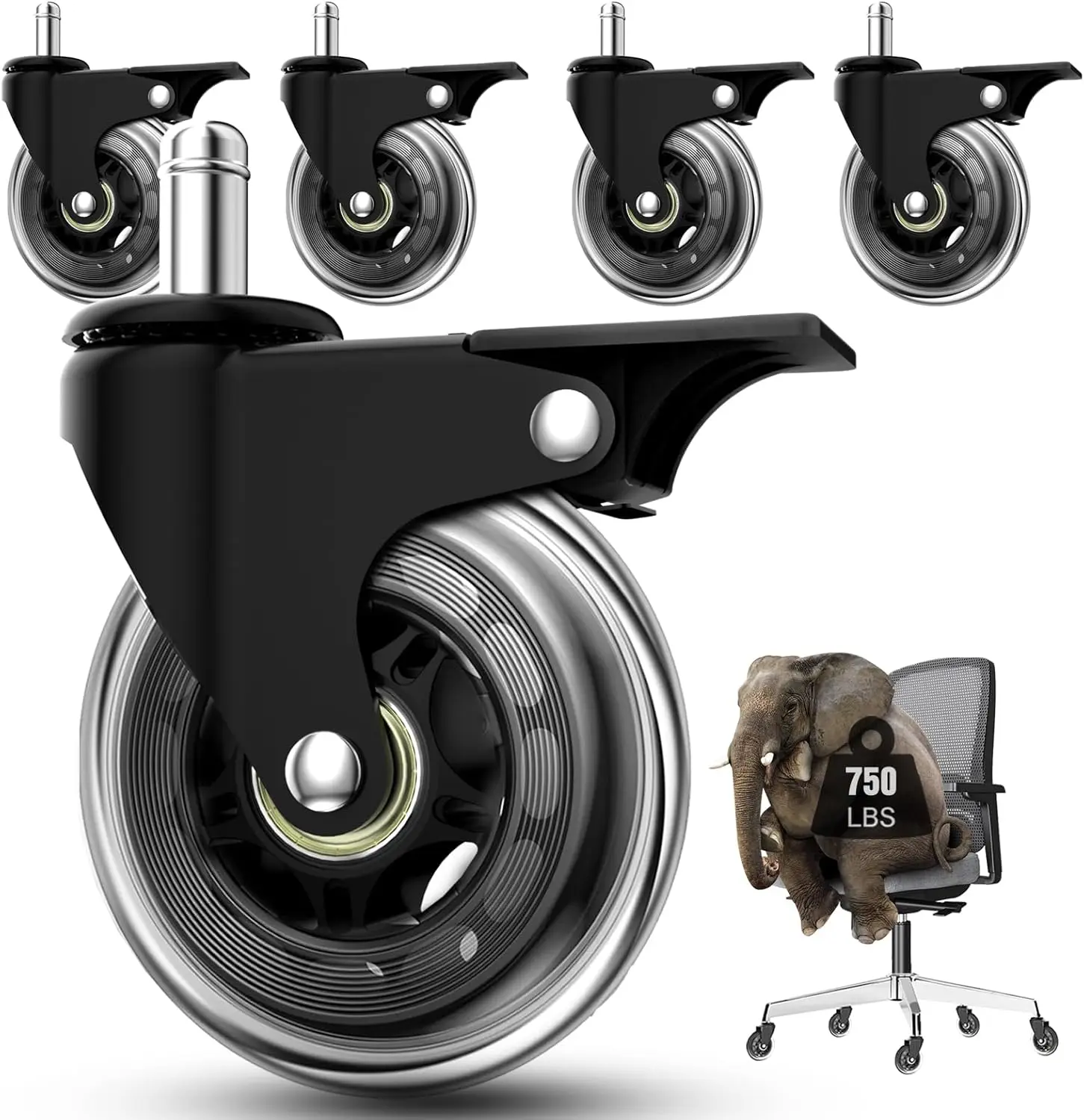 Office Chair Casters With Brake, 3 H Universal Casters,Suitable For Carpet And Hardwood Floors, Universal Fits Most Chairs
Office Chair Casters With Brake, 3 H Universal Casters,Suitable For Carpet And Hardwood Floors, Universal Fits Most Chairs