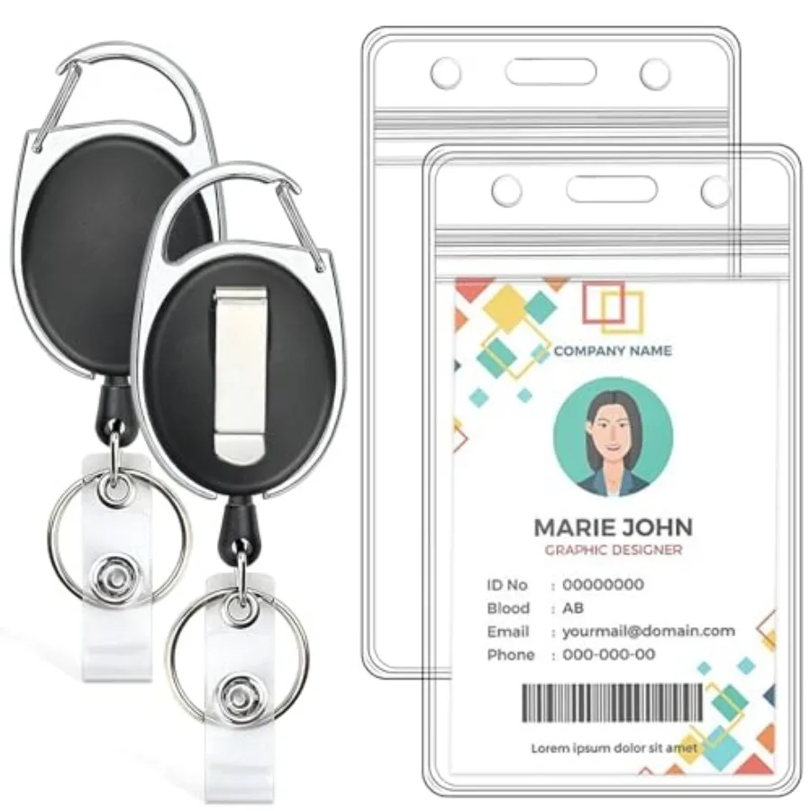 2 Pack ID Badge Holder with Retractable Badge Reel Clear ID Card Holder with Heavy Duty Carabiner Badge Reel with 24 Inch Pull
2 Pack ID Badge Holder with Retractable Badge Reel Clear ID Card Holder with Heavy Duty Carabiner Badge Reel with 24 Inch Pull