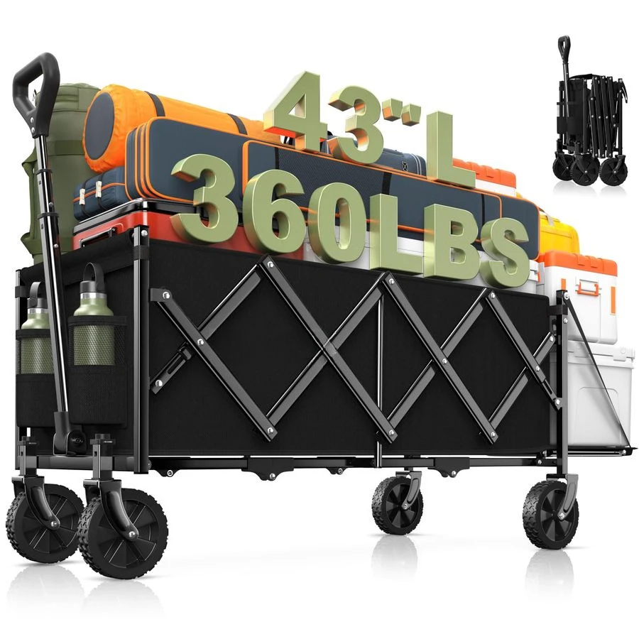 Extra Long Collapsible Wagon with Extended Tailgate, 360LBS Heavy Duty Wagons Carts Foldable, Portable Folding Outdoor Utility C
Extra Long Collapsible Wagon with Extended Tailgate, 360LBS Heavy Duty Wagons Carts Foldable, Portable Folding Outdoor Utility C