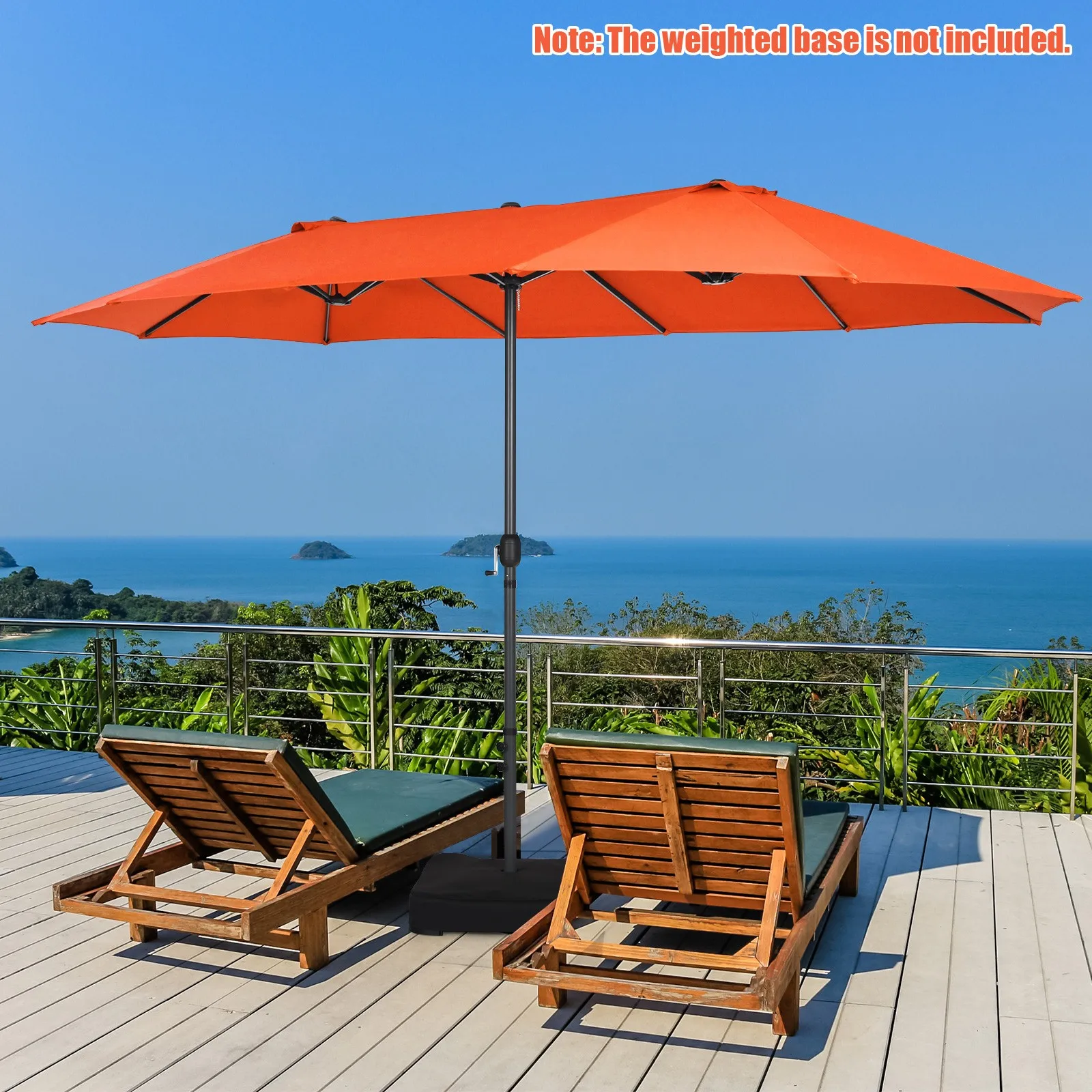 15' Patio Double-Sided Umbrella Crank Outdoor Garden Market Sun Shade Orange
15' Patio Double-Sided Umbrella Crank Outdoor Garden Market Sun Shade Orange