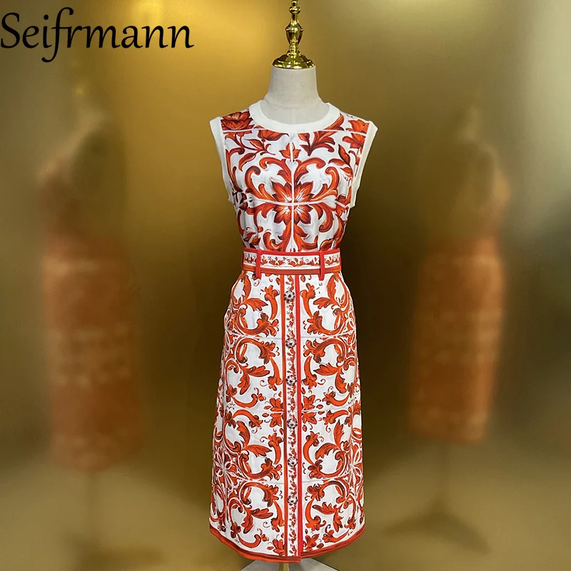 Seifrmann 2026 Summer Women's Fashion Round Neck Sleeveless Silk Printed Top+Half Skirt Two Piece Set
Seifrmann 2026 Summer Women's Fashion Round Neck Sleeveless Silk Printed Top+Half Skirt Two Piece Set