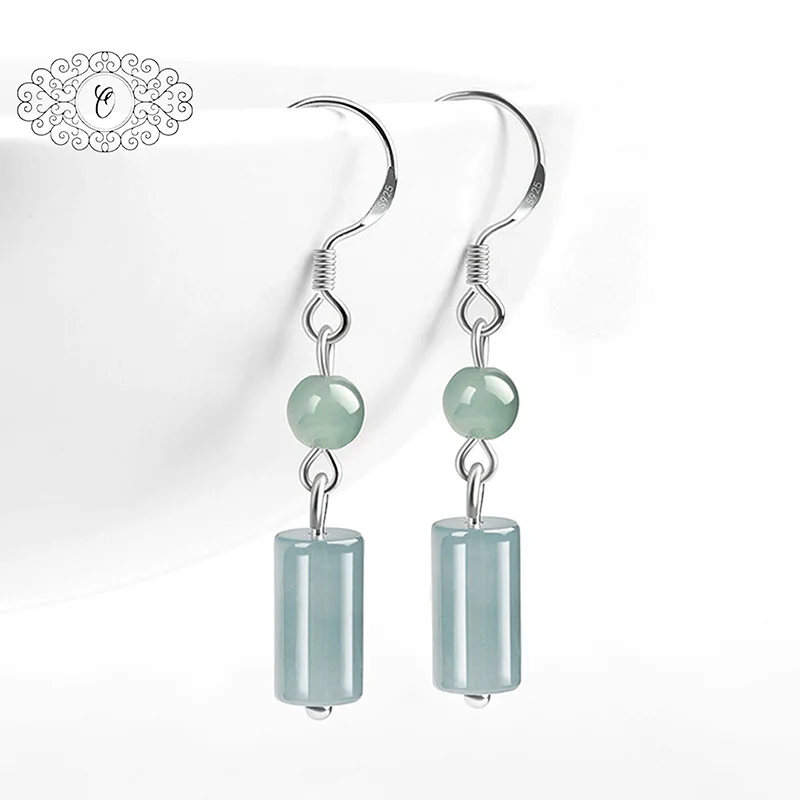 S925 Sterling Silver Inlaid Natural A - Grade Blue - Green Jade Cylinder Earrings, Elegant Jade Jewelry for Women
S925 Sterling Silver Inlaid Natural A - Grade Blue - Green Jade Cylinder Earrings, Elegant Jade Jewelry for Women