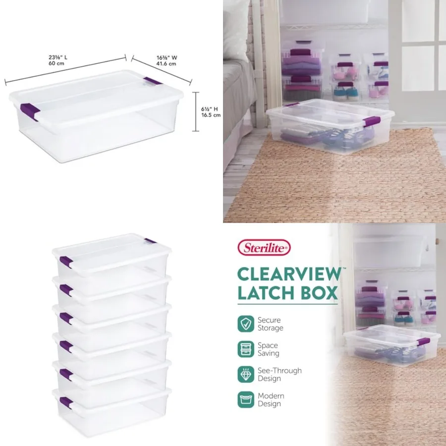 32 Qt ClearView Latch Storage Box, Stackable Bin with Latching Lid, Plastic Container to Organize Clothes Underbed, Clear Base,
32 Qt ClearView Latch Storage Box, Stackable Bin with Latching Lid, Plastic Container to Organize Clothes Underbed, Clear Base,