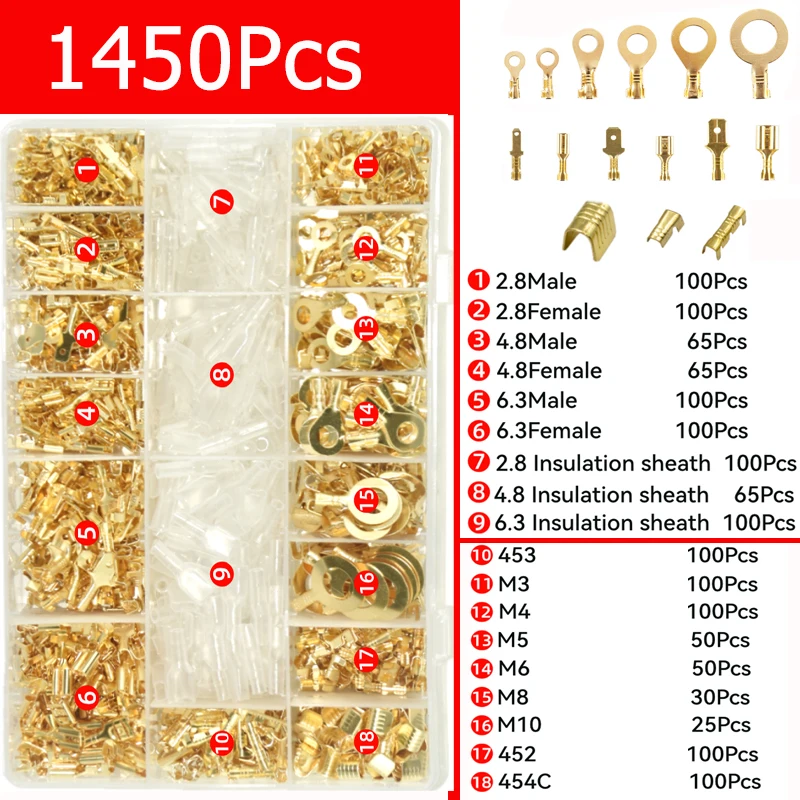 Box Pack Assorted Male Female Spade Connectors 2.8/4.8/6.3mm Wire Crimp Terminal Block for Electrical Car Audio Speaker Wiring
Box Pack Assorted Male Female Spade Connectors 2.8/4.8/6.3mm Wire Crimp Terminal Block for Electrical Car Audio Speaker Wiring