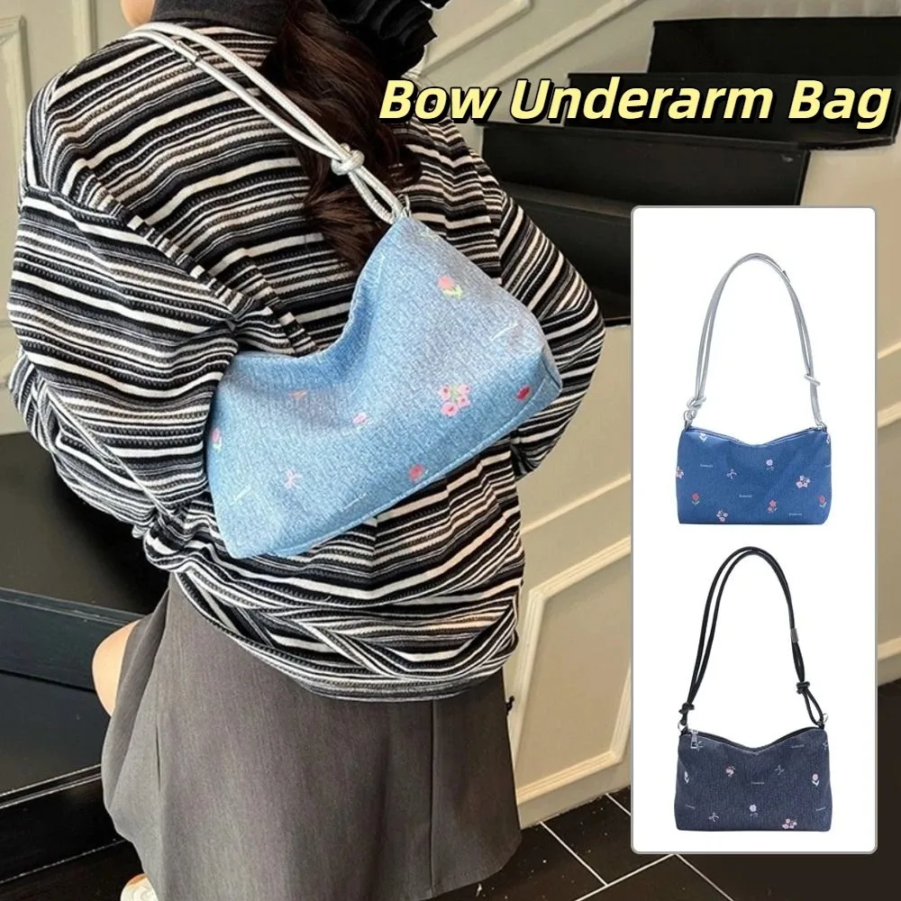 Simple Korean Bow Underarm Bag Blue Versatile Denim Shoulder Bag Sweet Zipper Women's Handbag Ladies
Simple Korean Bow Underarm Bag Blue Versatile Denim Shoulder Bag Sweet Zipper Women's Handbag Ladies