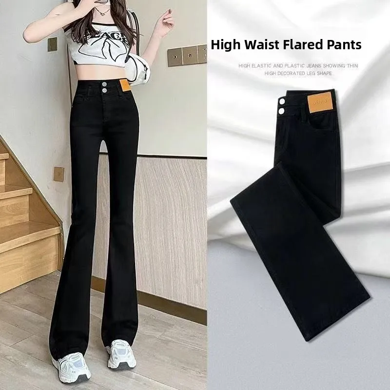 Black High Waist Bell Bottom Jeans Women's Summer Elegant Double Buckle Slimming Versatile Long Pants High Elasticity Cotton ...
Black High Waist Bell Bottom Jeans Women's Summer Elegant Double Buckle Slimming Versatile Long Pants High Elasticity Cotton ...