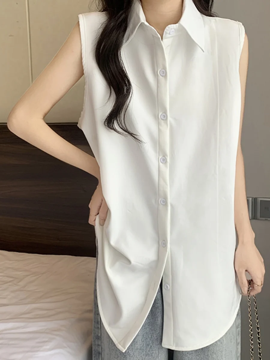 2025 Vintage Solid Shirt Women Sleeveless Shirt Slim Sexy Thin Streetwear Womens Tops and Blouses Turn-down Collar Summer Wh6
2025 Vintage Solid Shirt Women Sleeveless Shirt Slim Sexy Thin Streetwear Womens Tops and Blouses Turn-down Collar Summer Wh6