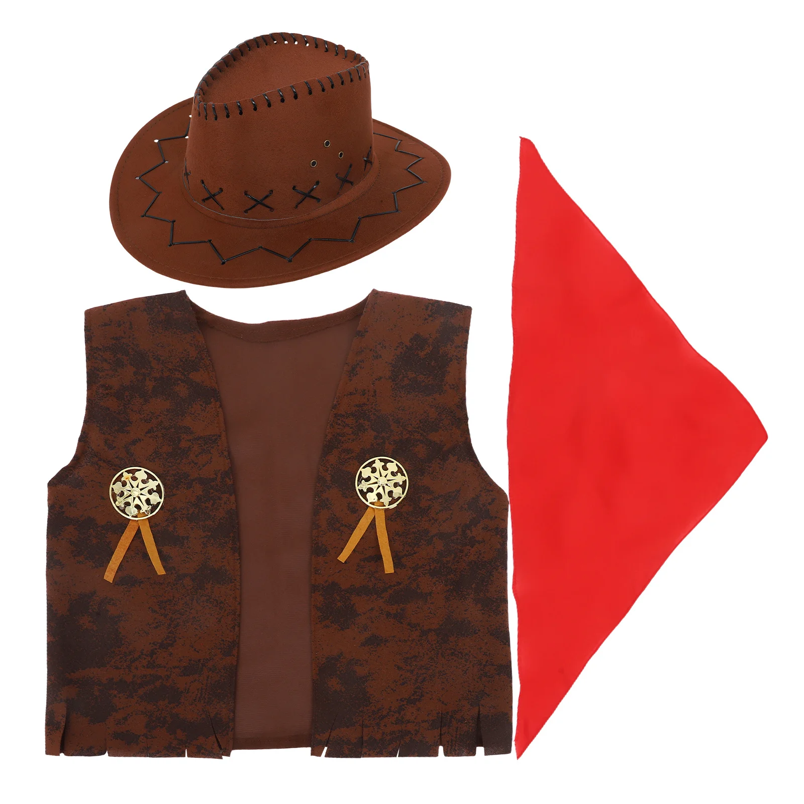 Cowboy Costume Western Cowgirl Set Vest Hat Bandana Halloween Dress Up Party Cosplay Brown 115-130 M
Cowboy Costume Western Cowgirl Set Vest Hat Bandana Halloween Dress Up Party Cosplay Brown 115-130 M