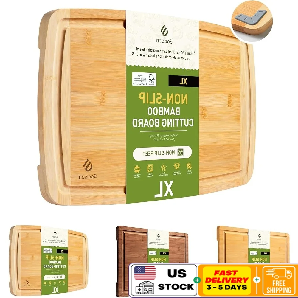 Bamboo Cutting Board Set Non Slip Rubber Feet Juice Grooves Built In Handle Knife Safe Extra Large Kitchen Organizer
Bamboo Cutting Board Set Non Slip Rubber Feet Juice Grooves Built In Handle Knife Safe Extra Large Kitchen Organizer